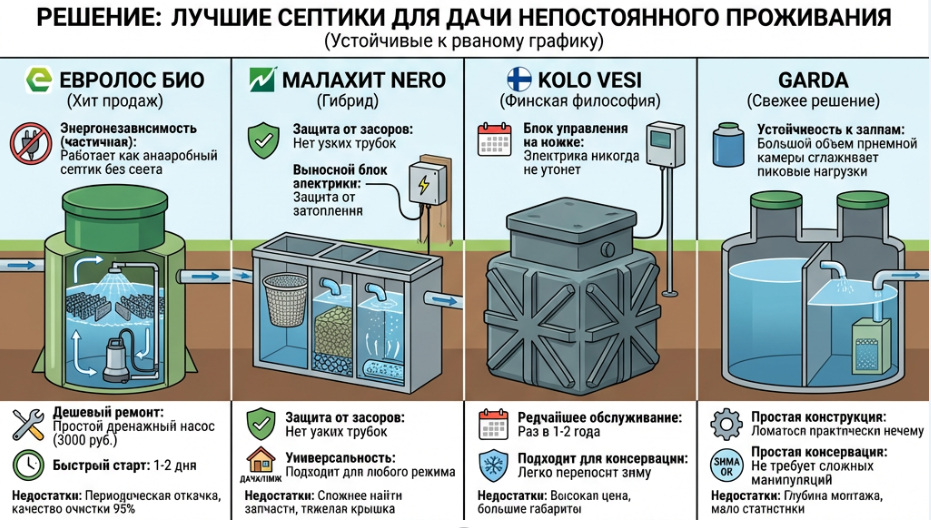 Лучшие септики для дома в котором не проживают постоянно.
