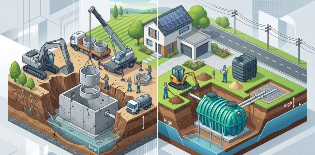 Какой септик выбрать для частного дома - бетонные кольца или пластик