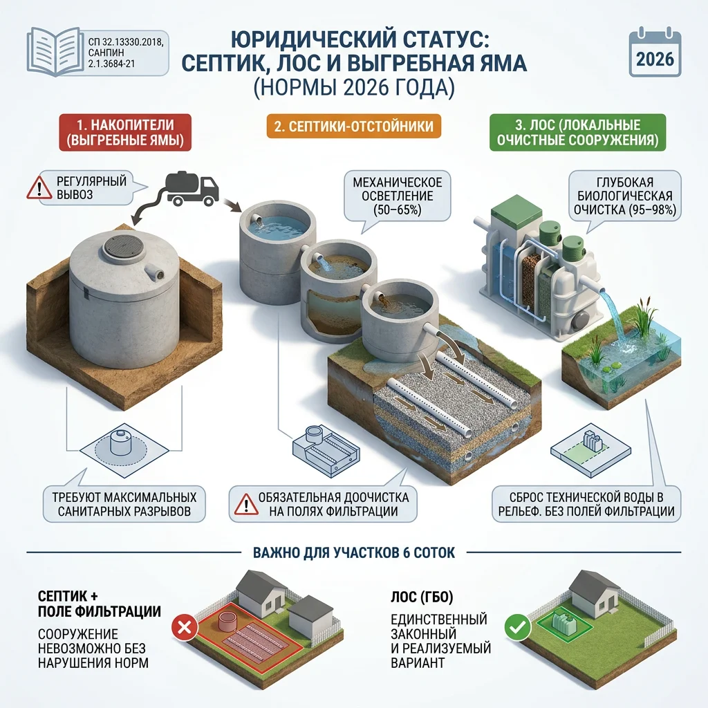 расстояния от септика на участке 6 соток