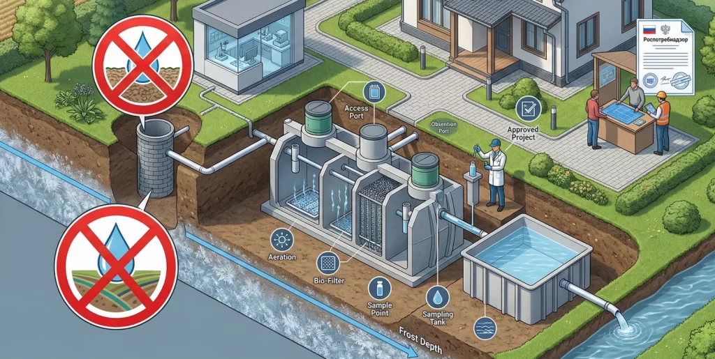 Запреты при монтаже септика у водоемов