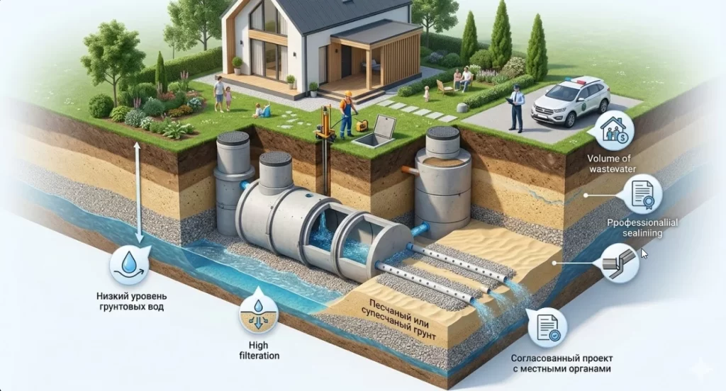 когда допустим монтаж септика из бетонных колец