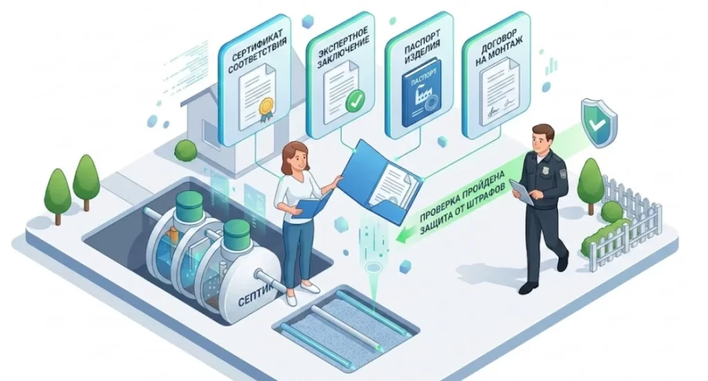 При монтаже септика вып получаете паспорт и сертификат