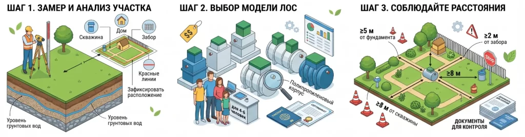 анализ участка и определение места для септика