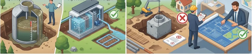 Ошибки при установке септиков в водоохранной зоне