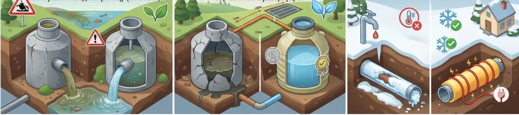 Частные проблемы возникают при неправилтно установке ЛОС у водоемов