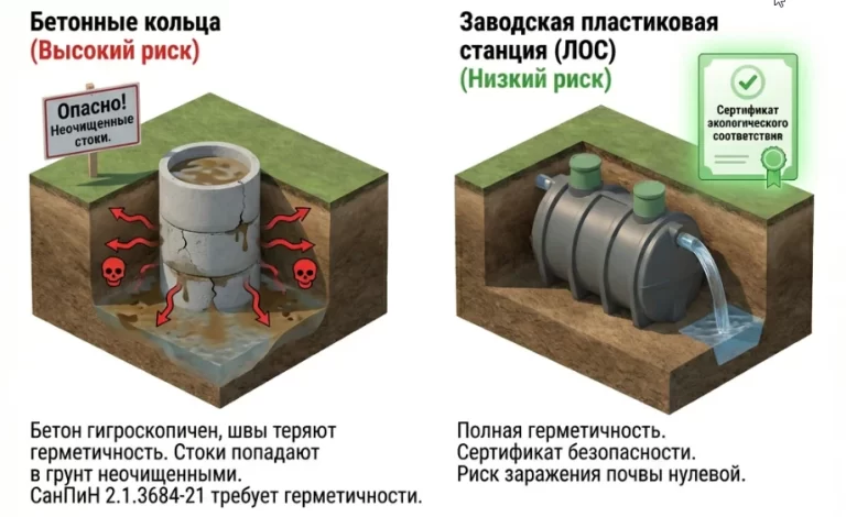 Септик из бетонных колец или пластиковый