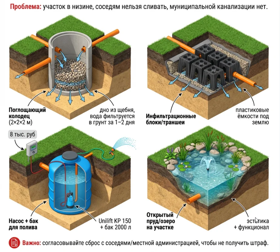 Как сделать дренаж, если некуда отводить воду