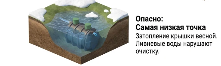 размещение септика в самой низкойточке участка