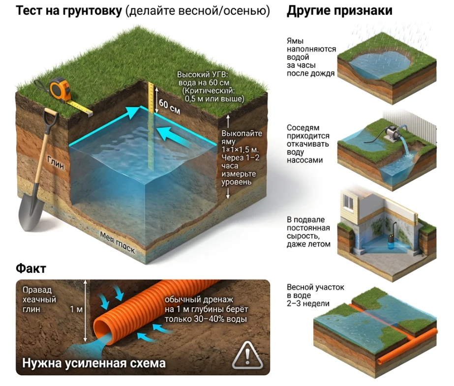 Определение уровня грунтовых вод на участке самостоятельно