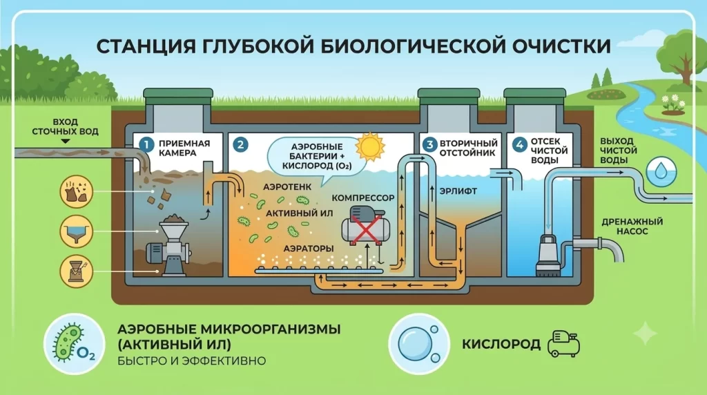 станции глубокой очистки стоков (с аэрацией)