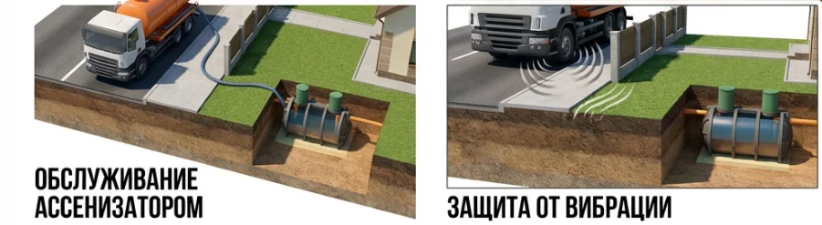 Защита септика от вибрации и удобство обслуживания